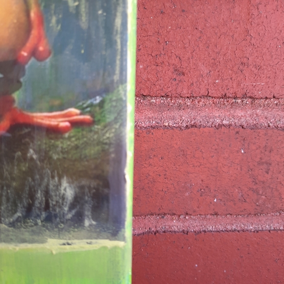 * SALE / Hand Crafted /  Cute frog under an umbrella, Mixmedia art / Home decor - Picture 9 of 11